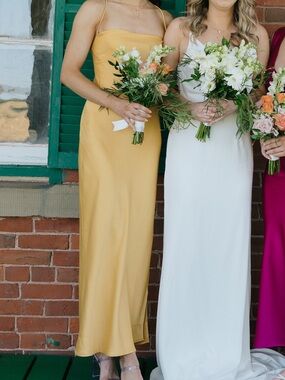 Gold Slip Maxi Dress with Spaghetti Straps